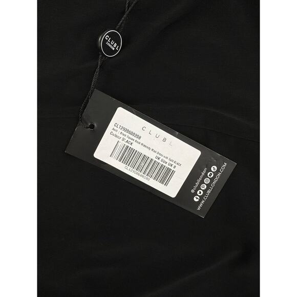 Club L - Square Neck Maternity Maxi Dress With Split in Black - Picture 3 of 7